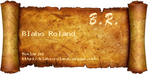 Blaho Roland névjegykártya